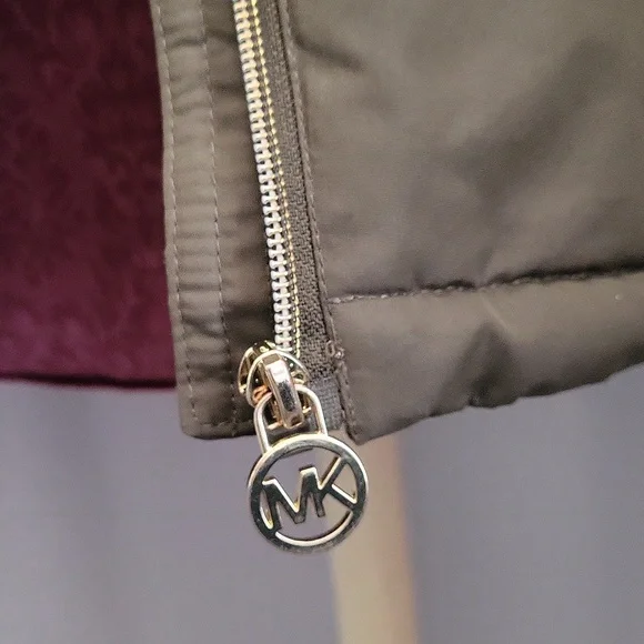 MICHAEL Michael Kors Olive Puffer Coat with Faux Fur Hood - Picture 6 of 9